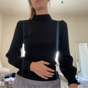 Black puff sleeve turtleneck